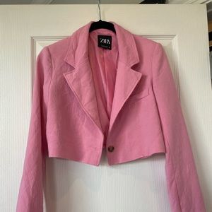Zara pink cropped blazer
